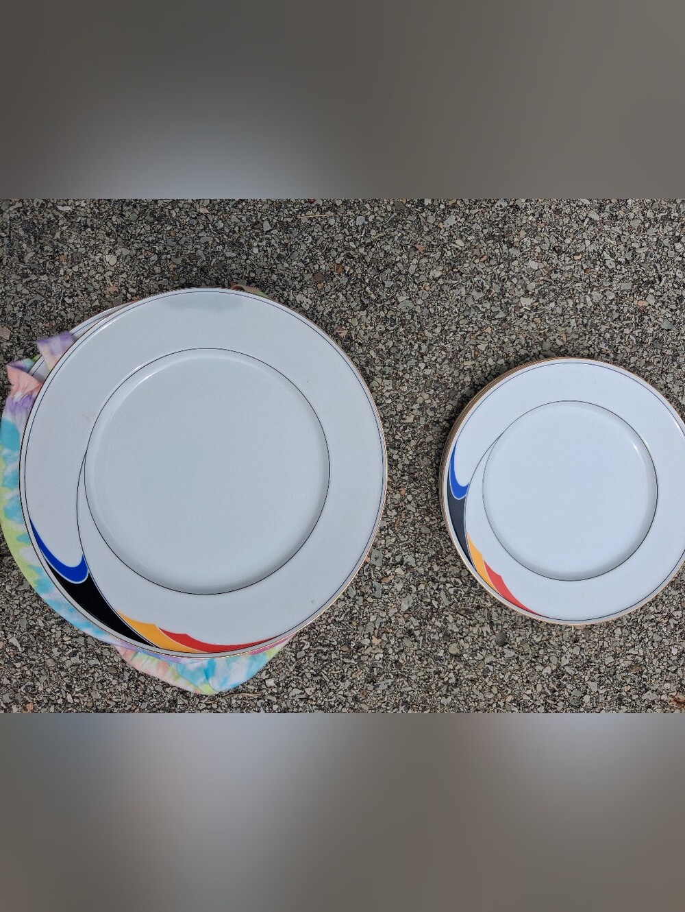 Vintage Retired MIKASA Color WAVE 3 Dinner Plates 3 SALAD Plates
